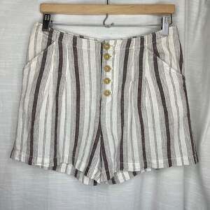 Anthropologie Linen & Cotton Striped Shorts